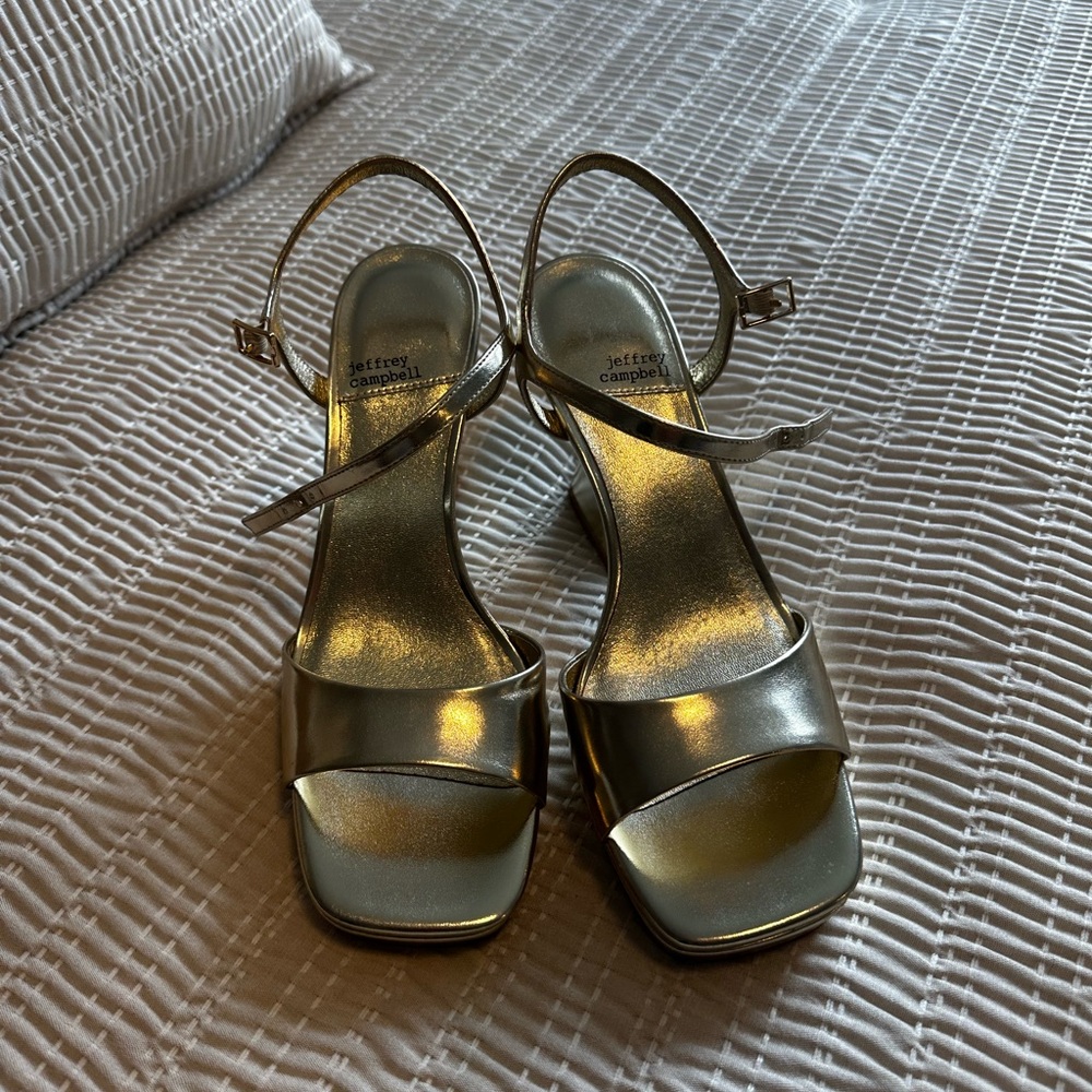 Jeffrey Campbell Metallic Gold Heels